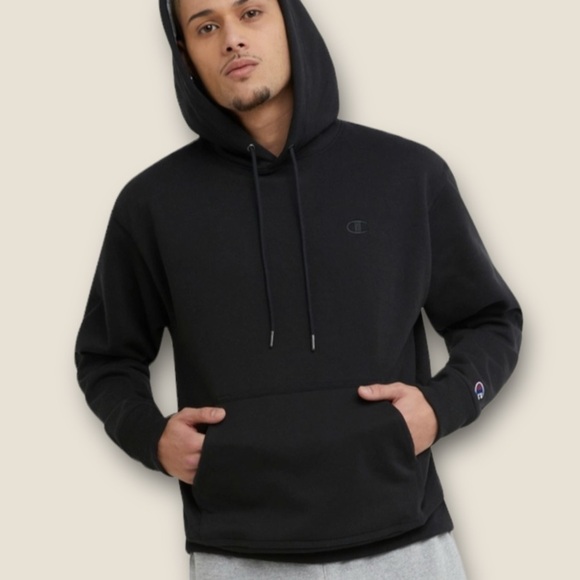 Champion Powerblend Hoodie C Logo Black S - Picture 1 of 6